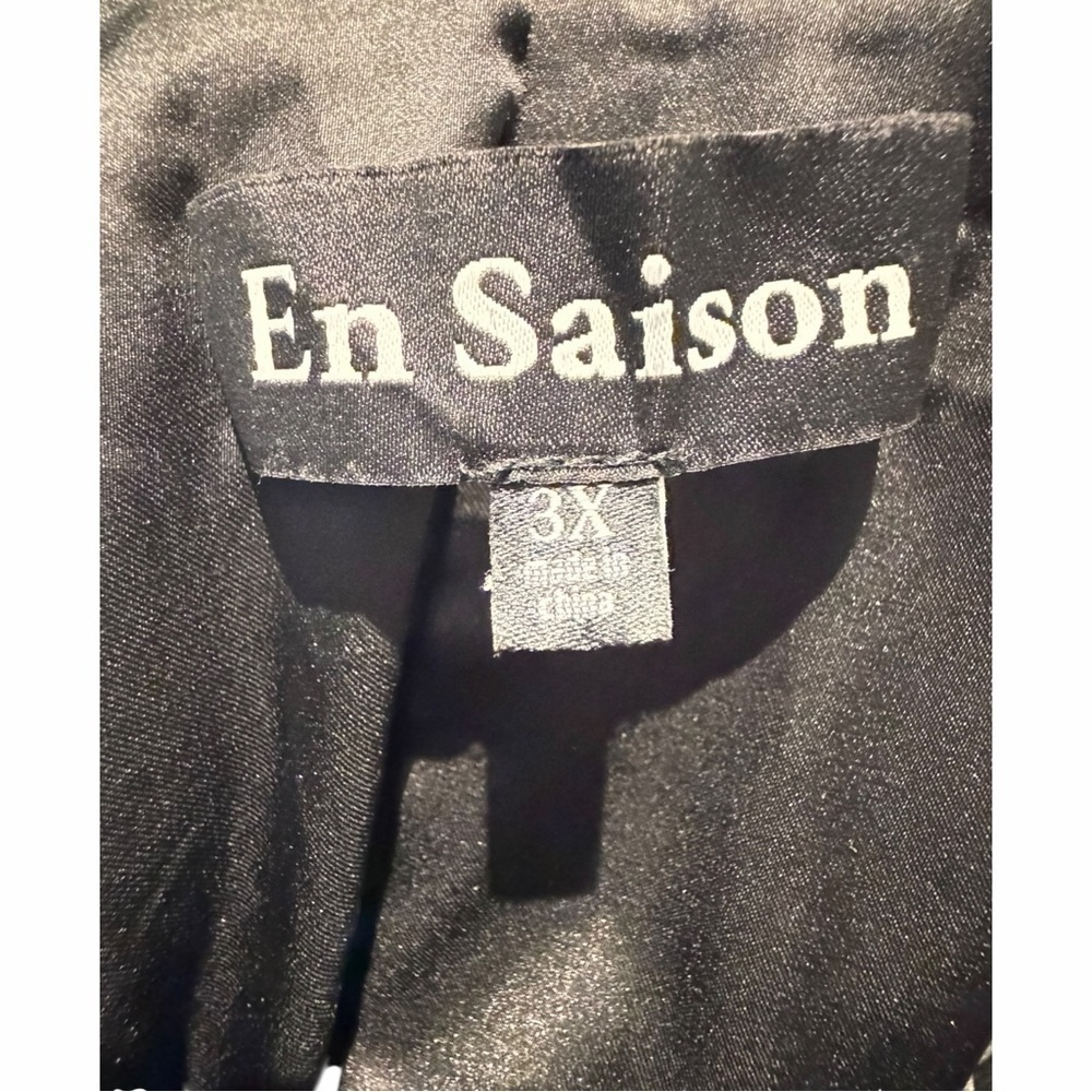 En Saison Darlene Midi Dress Polka Dot Black White Tie Back Deep V | Plus 3X - Picture 11 of 14